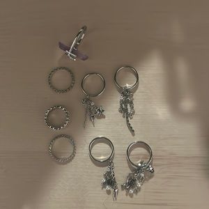Set of fairy core/gothic rings